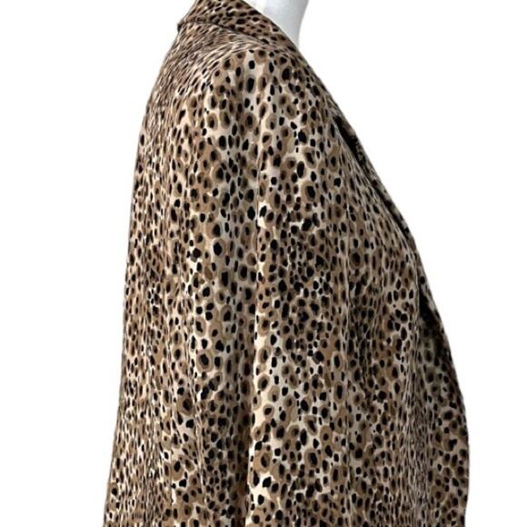 LOFT Women's Blazer Classic Wool Blend Leopard Print Open Front Soft Size 12 - Picture 7 of 12